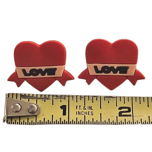 Heart Shoe Charms Love Valentines Day Sweetheart Crok Style Plugs 2pc - Picture 3 of 4